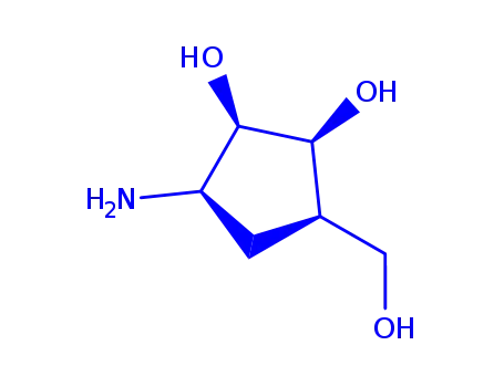 Molecular Structure of 87419-91-8 ((-)-(1R,2S,3R,4R)-4-amino-2,3-dihydroxy-1-hydroxymethyl cyclopentane)
