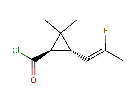 Molecular Structure of 228702-78-1 (Cyclopropanecarbonyl chloride, 3-[(1Z)-2-fluoro-1-propenyl]-2,2-dimethyl-, (1R,3R)- (9CI))