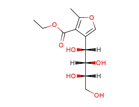 Molecular Structure of 83238-43-1 (ethyl 5-methyl-3-(L-xylo-tetrahydroxybutyl)-4-furoate)