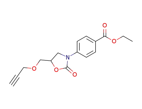 Molecular Structure of 23598-65-4 (4-[2-Oxo-5-[(2-propynyloxy)methyl]oxazolidin-3-yl]benzoic acid ethyl ester)