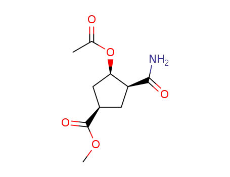 Molecular Structure of 23722-86-3 (methyl 3-(acetyloxy)-4-carbamoylcyclopentanecarboxylate)