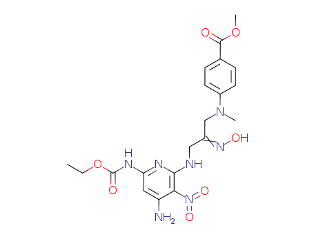 Molecular Structure of 30768-48-0 (methyl 4-{[(2Z)-3-({4-amino-6-[(ethoxycarbonyl)amino]-3-nitropyridin-2-yl}amino)-2-(hydroxyimino)propyl](methyl)amino}benzoate)