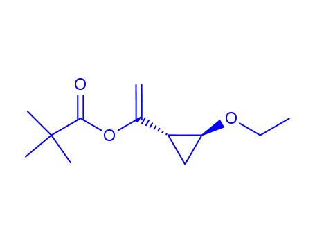 Molecular Structure of 308143-36-4 (Propanoic acid, 2,2-dimethyl-, 1-[(1R,2R)-2-ethoxycyclopropyl]ethenyl ester, rel- (9CI))