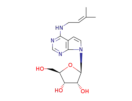 Molecular Structure of 23589-13-1 (N-(3-Methyl-2-butenyl)-7-β-D-ribofuranosyl-7H-pyrrolo[2,3-d]pyrimidin-4-amine)