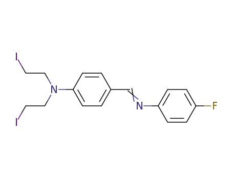 Molecular Structure of 2355-64-8 (4-{(E)-[(4-fluorophenyl)imino]methyl}-N,N-bis(2-iodoethyl)aniline)