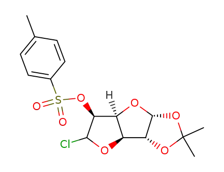 1,2-O-isoprpylidene-5-O-toluene-p-sulfonyl-1,4:6,3-α-D-glucohexodialdodifuranos-α,β-6-yl chloride
