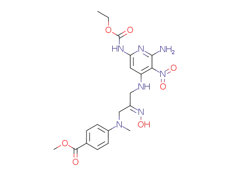 Molecular Structure of 30826-43-8 (methyl 4-{[(2Z)-3-({2-amino-6-[(ethoxycarbonyl)amino]-3-nitropyridin-4-yl}amino)-2-(hydroxyimino)propyl](methyl)amino}benzoate)