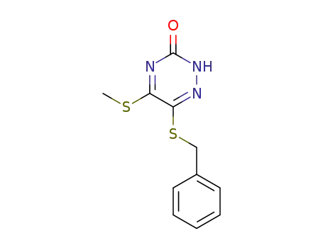 Molecular Structure of 23449-17-4 (6-(benzylsulfanyl)-5-(methylsulfanyl)-1,2,4-triazin-3(2H)-one)