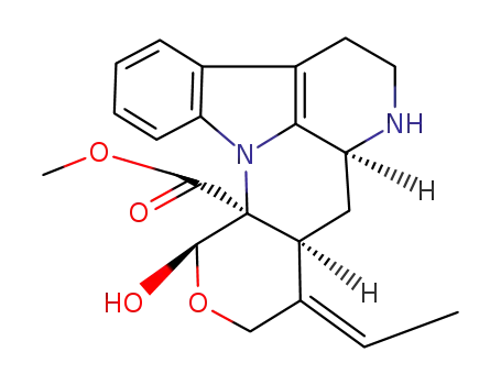 Molecular Structure of 30809-15-5 ((7aS,9E)-9-Ethylidene-5,6,7,7aα,8,8aα,9,10-octahydro-12β-hydroxyindolo[3,2,1-ij]pyrano[3,4-b][1,5]naphthyridine-12aα(12H)-carboxylic acid methyl ester)