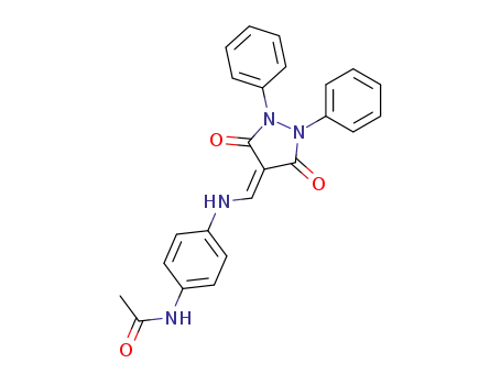 Molecular Structure of 23711-51-5 (N-[4-[[(3,5-Dioxo-1,2-diphenylpyrazolidin-4-ylidene)methyl]amino]phenyl]acetamide)
