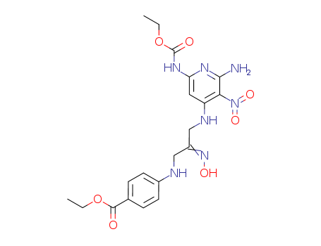 Benzoic acid,4-[[3-[[2-amino-6-[(ethoxycarbonyl)amino]-3-nitro-4-pyridinyl]amino]-2-(hydroxyimino)propyl]amino]-,ethyl ester cas  30768-44-6