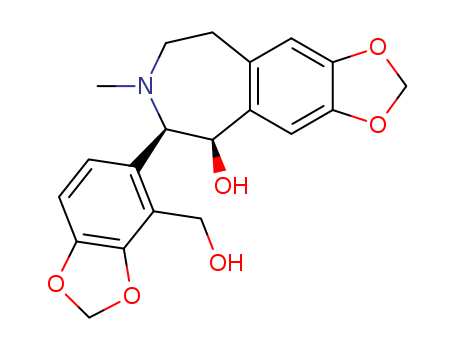 Molecular Structure of 3990-37-2 (5H-1,3-Dioxolo[4,5-h][3]benzazepin-5-ol,6,7,8,9-tetrahydro-6-[4-(hydroxymethyl)-1,3-benzodioxol-5-yl]-7-methyl-,(5R,6R)-)