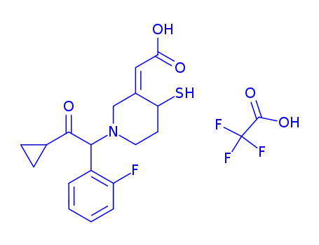 Molecular Structure of 239466-75-2 ((Z)-2-[1-[2-Cyclopropyl-1(S*)-(2-fluorophenyl)-2-oxoethyl]-4(R*)-sulfanylpiperidin-3-ylidene]acetic acid trifluoroacetate)