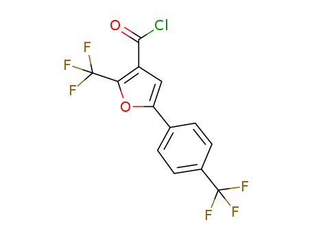 Molecular Structure of 240122-23-0 (2-(TRIFLUOROMETHYL)-5-[4-(TRIFLUOROMETHYL)PHENYL]-3-FUROYL CHLORIDE)
