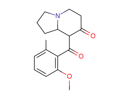 Molecular Structure of 29583-60-6 (8-(2-methoxy-6-methyl-benzoyl)-hexahydro-indolizin-7-one)