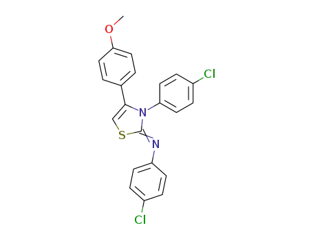 Molecular Structure of 23808-80-2 (N-(4-chlorophenyl)-N-(3-(4-chlorophenyl)-4-(4-methoxyphenyl)-1,3-thiazol-2(3H)-ylidene)amine)
