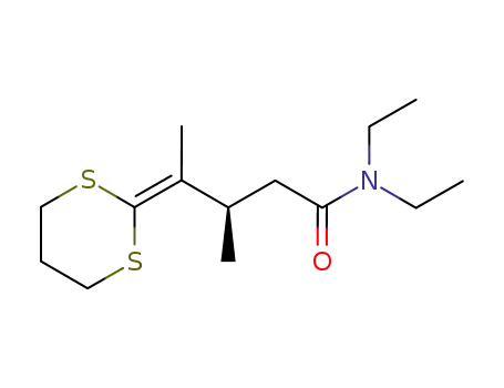 Molecular Structure of 863423-71-6 ((4R)-4-[1,3]dithian-2-ylidene-3-methylpentanoic acid diethylamide)