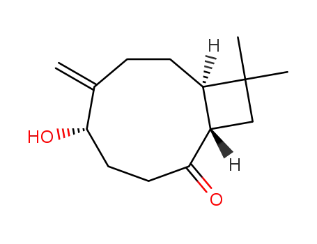 Molecular Structure of 24173-72-6 (5-hydroxy-10,10-dimethyl-6-methylidenebicyclo[7.2.0]undecan-2-one)