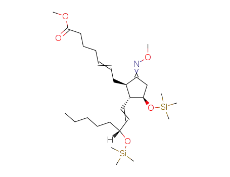 Molecular Structure of 24524-81-0 ((5Z,11R,13E,15S)-9-(Methoxyimino)-11,15-bis[(trimethylsilyl)oxy]-5,13-prostadien-1-oic acid methyl ester)