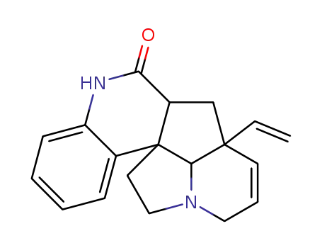 Molecular Structure of 24314-58-7 (10H-Indolizino[1',8':2,3,4]cyclopenta[1,2-c]quinolin-6(5H)-one,7a-ethenyl-6a,7,7a,11a,12,13-hexahydro-, (6aR,7aS,11aS,13aR)- (9CI))