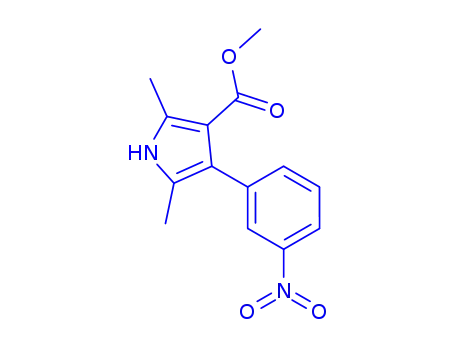 Molecular Structure of 312271-10-6 (1H-Pyrrole-3-carboxylicacid,2,5-dimethyl-4-(3-nitrophenyl)-,methylester(9CI))