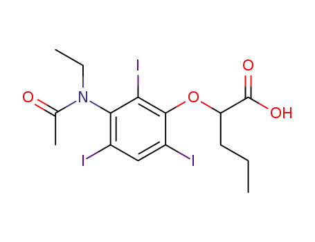 Molecular Structure of 24340-18-9 (2-[3-(N-Ethylacetylamino)-2,4,6-triiodophenoxy]valeric acid)