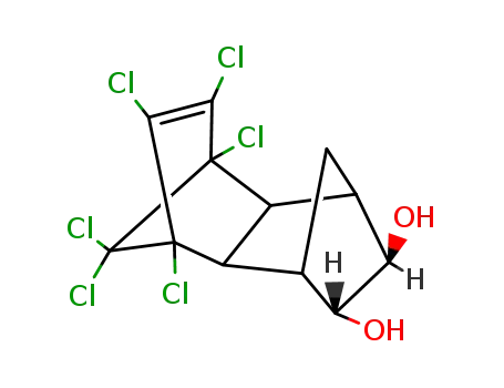 Molecular Structure of 30460-74-3 (1,4:5,8-Dimethanonaphthalene-2,3-diol,5,6,7,8,9,9-hexachloro-1,2,3,4,4a,5,8,8a-octahydro-,(1R,2R,3S,4S,4aR,5R,8S,8aS)-rel- (9CI))