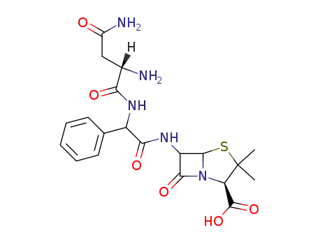 Molecular Structure of 70005-39-9 (6-{[(1S)-2-(D-asparaginylamino)-2-oxo-1-phenylethyl]amino}-3,3-dimethyl-7-oxo-4-thia-1-azabicyclo[3.2.0]heptane-2-carboxylic acid)