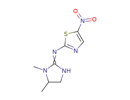 Molecular Structure of 31052-84-3 (N-(1,5-dimethyl-4,5-dihydro-1H-imidazol-2-yl)-5-nitro-1,3-thiazol-2-amine)