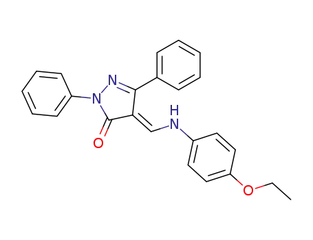 Molecular Structure of 24664-63-9 ((4Z)-4-{[(4-ethoxyphenyl)amino]methylidene}-2,5-diphenyl-2,4-dihydro-3H-pyrazol-3-one)