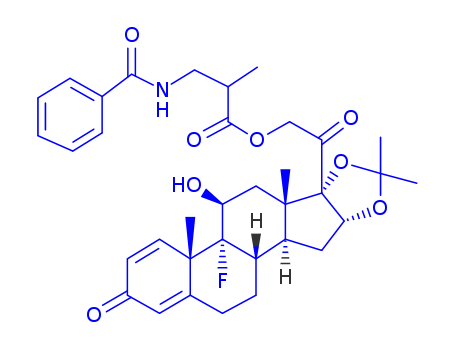 Pregna-1,4-diene-3,20-dione,21-[3-(benzoylamino)-2-methyl-1-oxopropoxy]-9-fluoro-11-hydroxy-16,17-[(1-methylethylidene)bis(oxy)]-,(11b,16a)-
