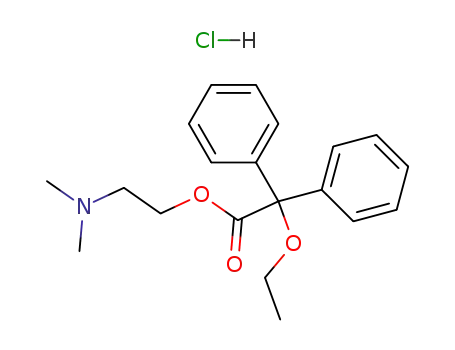 Molecular Structure of 2424-75-1 (Benzeneacetic acid, .alpha.-ethoxy-.alpha.-phenyl-, 2- (dimethylamino) ethyl ester, hydrochloride)