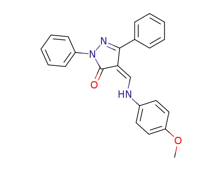 Molecular Structure of 24664-62-8 ((4E)-4-{[(4-methoxyphenyl)amino]methylidene}-2,5-diphenyl-2,4-dihydro-3H-pyrazol-3-one)