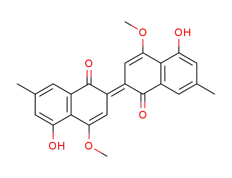 Molecular Structure of 60548-89-2 (5-Hydroxy-2-(1,2-dihydro-5-hydroxy-4-methoxy-7-methyl-1-oxonaphthalen-2-ylidene)-4-methoxy-7-methylnaphthalen-1(2H)-one)