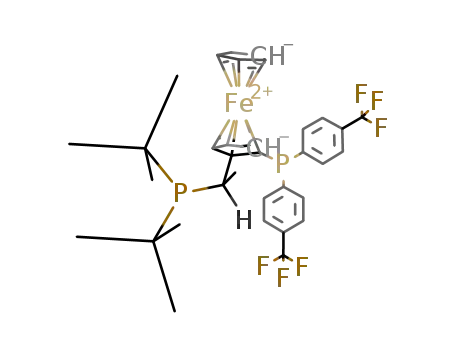 Molecular Structure of 246231-79-8 ((R)-1-[(S)-2-[BIS[4-(TRIFLUOROMETHYL)PHENYL]PHOSPHINO]FERROCENYL]-ETHYLDI-TERT-BUTYLPHOSPHINE)