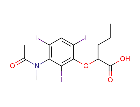 Molecular Structure of 24340-17-8 (2-[3-(N-Methylacetylamino)-2,4,6-triiodophenoxy]valeric acid)