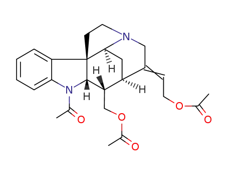 Molecular Structure of 24182-67-0 ((19E)-1-Acetyl-19,20-didehydrocuran-17,18-diol diacetate)