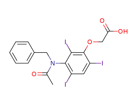 Molecular Structure of 24340-12-3 ([3-(N-Benzylacetylamino)-2,4,6-triiodophenyloxy]acetic acid)
