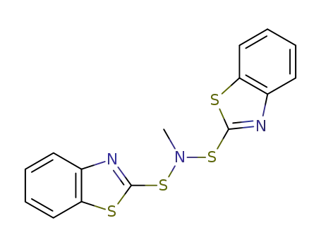 Molecular Structure of 24345-92-4 (N-benzothiazol-2-ylsulfanyl-N-methyl-benzothiazole-2-sulfenamide)