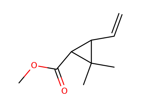Molecular Structure of 191998-91-1 (Cyclopropanecarboxylic acid, 3-ethenyl-2,2-dimethyl-, methyl ester (9CI))