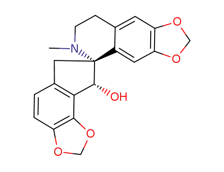 Molecular Structure of 24181-80-4 ((5S,8'R)-6',7,8,8'-Tetrahydro-6-methyl-spiro[1,3-dioxolo[4,5-g]isoquinoline-5(6H),7'-[7H]indeno[4,5-d][1,3]dioxol]-8'α-ol)