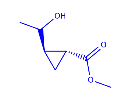 Molecular Structure of 245096-65-5 (Cyclopropanecarboxylic acid, 2-(1-hydroxyethyl)-, methyl ester, (1R,2R)-rel-)