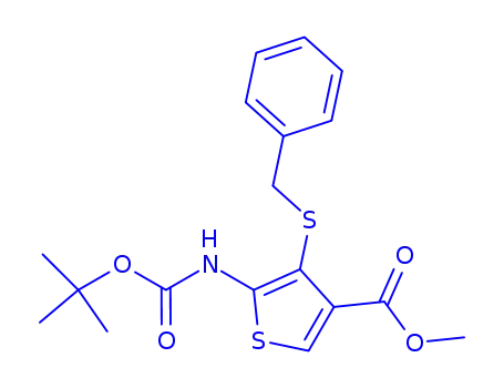Molecular Structure of 243462-81-9 (methyl 4-(benzylsulfanyl)-5-[(tert-butoxycarbonyl)amino]-3-thiophenecarboxylate)