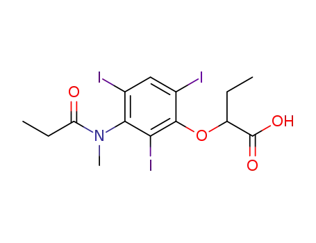 Molecular Structure of 24340-24-7 (2-[3-(N-Methylpropionylamino)-2,4,6-triiodophenoxy]butyric acid)