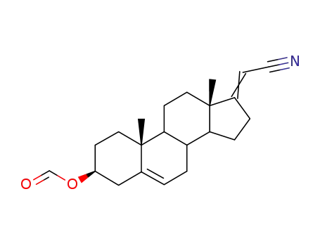 Molecular Structure of 31020-62-9 ((17E)-21-nitrilopregna-5,17-dien-3-yl formate)
