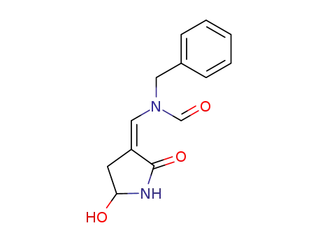 Molecular Structure of 24744-91-0 (N-benzyl-N-[(E)-(5-hydroxy-2-oxopyrrolidin-3-ylidene)methyl]formamide)