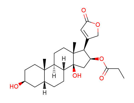 Card-20(22)-enolide,3,14-dihydroxy-16-(1-oxopropoxy)-, (3b,5b,16b)- (9CI) cas  24404-99-7