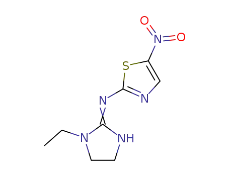 Molecular Structure of 31052-77-4 (N-(1-ethyl-4,5-dihydro-1H-imidazol-2-yl)-5-nitro-1,3-thiazol-2-amine)