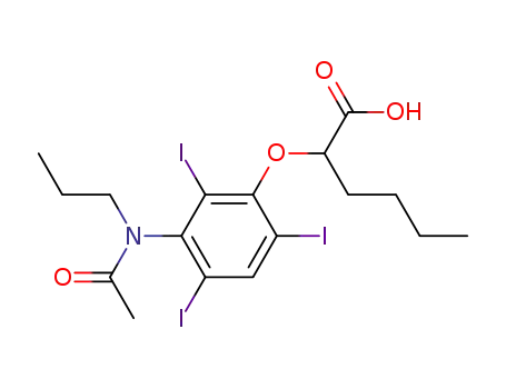 Molecular Structure of 24340-21-4 (2-[[3-(N-Propylacetylamino)-2,4,6-triiodophenyl]oxy]hexanoic acid)