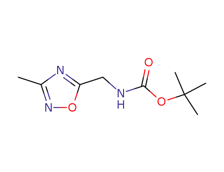 Molecular Structure of 253196-35-9 (Carbamic acid, [(3-methyl-1,2,4-oxadiazol-5-yl)methyl]-, 1,1-dimethylethyl ester)